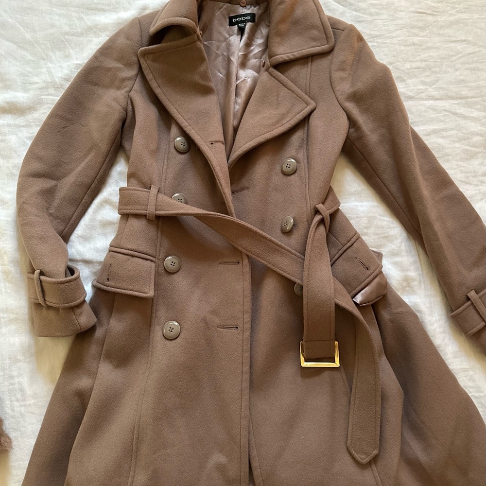 Vintage Bebe Wool Rabbit Fur Trenchcoat
